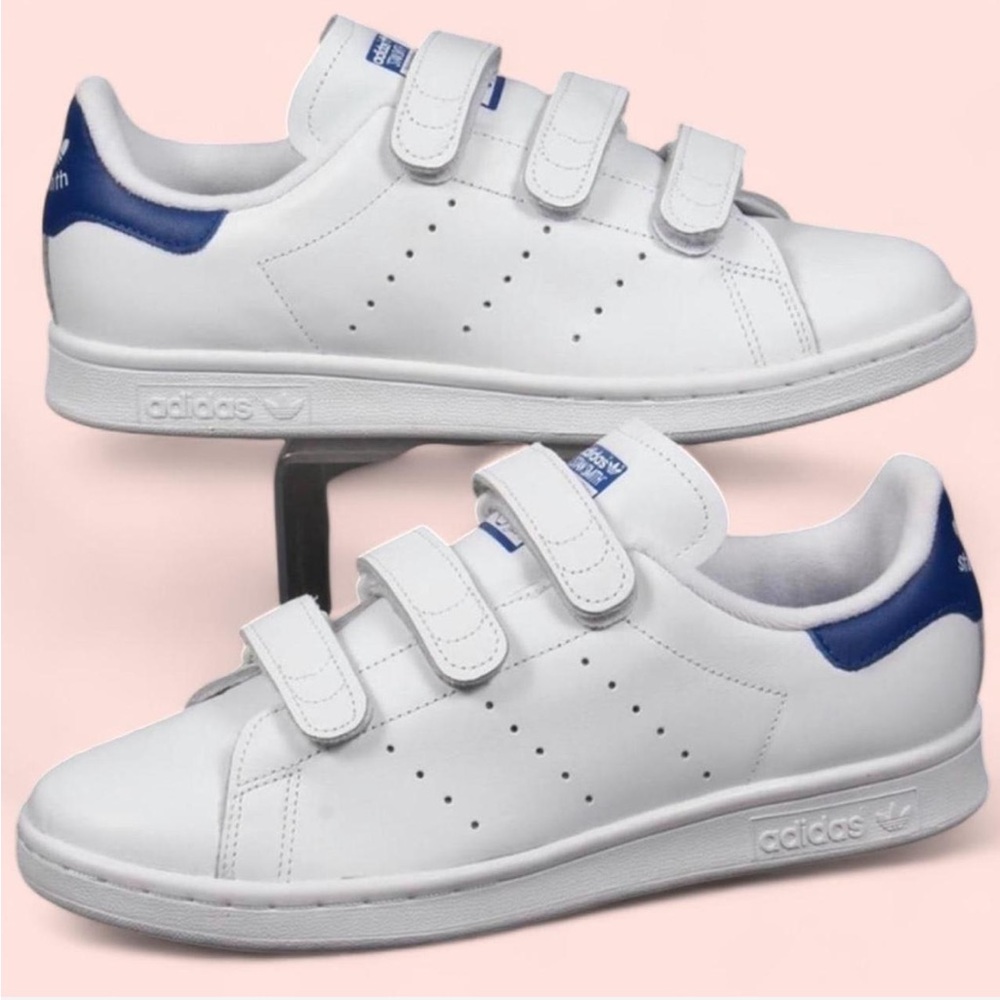 Adidas Men’s White Sneakers with Blue Highlights